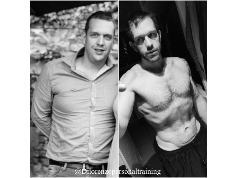 voor en na foto van iemand na het volgen van het voedingsadvies in combinatie met training bij Dilorenzo personaltraining